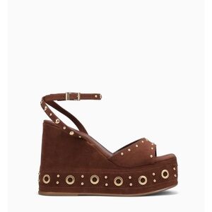 Stylish Brown Platform Wedges with Gold Details